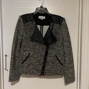 Calvin Klein Tweed & Vegan Leather Jacket Size L